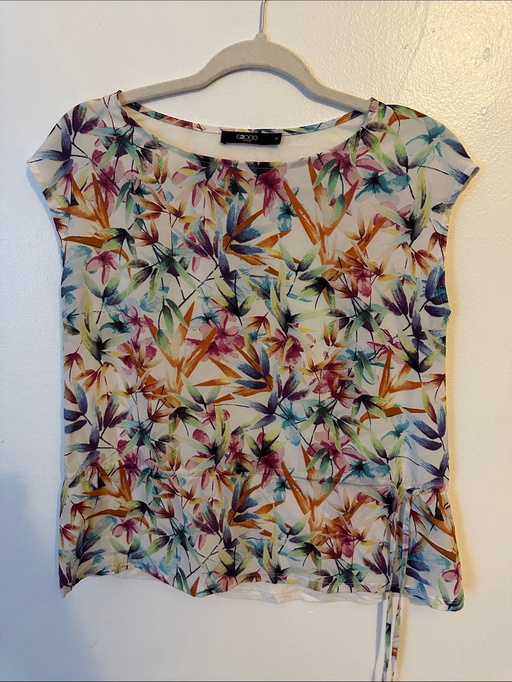 Cezanne Multicolor Floral Cap Sleeve Blouse - White Base